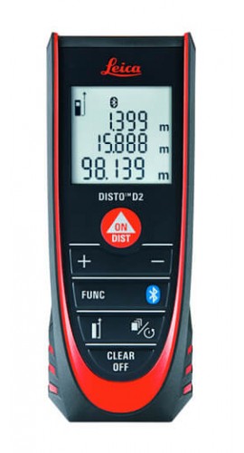 Leica 837031 DISTO D2 Laser Distance Meter, 0.16 up to 330&#039;, &amp;plusmn;0.063&amp;quot;-