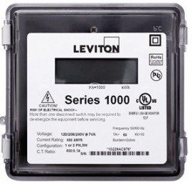 Leviton 1R277-041 Outdoor Single Element kWh Meter, MAX 400A, Meter Only-