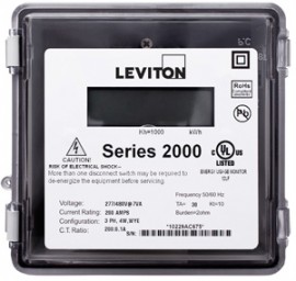 Leviton 2R480-121 Small Outdoor Enclosure 277/480V Three Phase Meter, MAX 1200A, Meter Only-