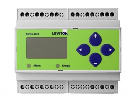 Leviton 4DUMR-00B DIN-Rail Series 4100 Universal Voltage Bi-Directional 3-Phase 3W/4W Modbus Meter Only-