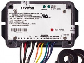 Leviton 5B201-T01 Dual Element Potted Mini Meter, 1P/3W, 120/240V, 0.1 kWh Resolution-