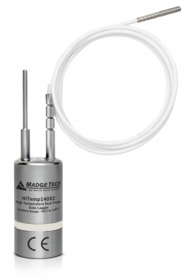 MadgeTech HiTemp140X2 Series High Temperature Dual Probe Data Logger with a 2&amp;quot; TD probe and 12&amp;quot flexible RTD probe with steel tip-