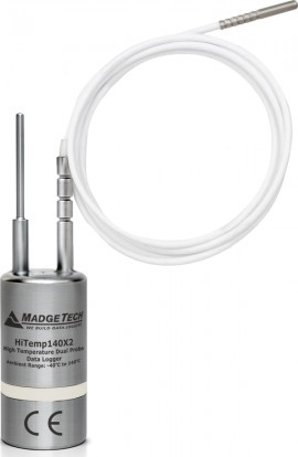 MadgeTech HiTemp140X2 Series High Temperature Dual Probe Data Logger with a 2&amp;quot; TD probe and 6&amp;quot; flexible RTD probe with steel tip-