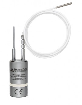 MadgeTech HiTemp140X2-TD-FPST-72 High Temperature Dual Probe Data Logger with a 2" TD probe and a 72" flexible RTD probe with steel tip-
