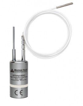 MadgeTech HiTemp140X2-TD-FPST-72 High Temperature Dual Probe Data Logger with a 2&quot; TD probe and a 72&quot; flexible RTD probe with steel tip-