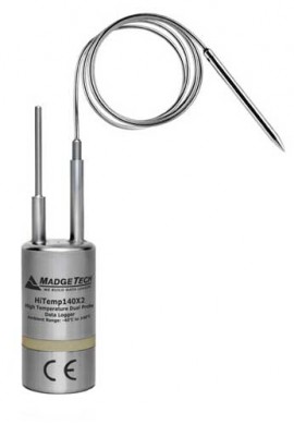 MadgeTech HiTemp140X2 Series High Temperature Dual Probe Data Logger with a 2&amp;quot; TD probe/24&amp;quot; bendable RTD probe/1&amp;quot; probe sheath-