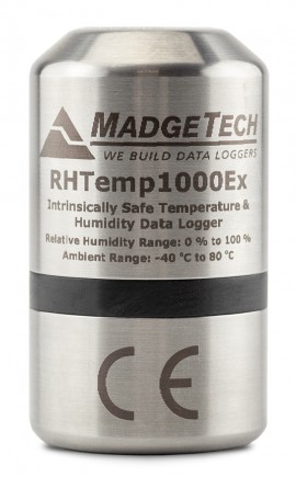MadgeTech RHTemp1000Ex-KR ATEX/IECex Approved Humidity and Temperature Data Logger, key ring bottom-