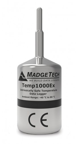 MadgeTech Temp1000Ex-1 ATEX/IECex Approved Temperature Data Logger, 1&amp;quot; probe-