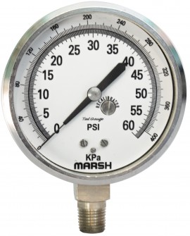 Marsh D1540 Test Gauge, 3", VAC to 1,000 psi-