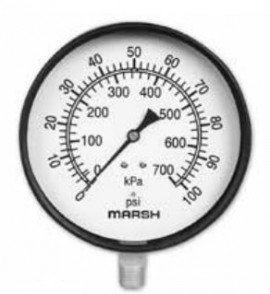 Marsh J0540 General Service Steel Case Gauge, 1.5&amp;quot; dial, 0 to 15 psi-