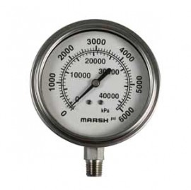 Marsh X32513P Severe Service Gauge, 0 to 1000 psi, Copper Alloy, 1/4&amp;quot; Lower-