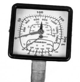 Marsh Y22008 Tridicator, Lower Back Mount, 0 to 100 psi/0 to 230 ftH<sub>2</sub>0-