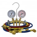 Mastercool 32661 2-Way Brass Manifold Gauge Set with nylon barrier, manual ball valve-
