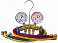 Mastercool 32772-G 2-Way Brass Manifold Gauge Set with 3 x 72&amp;quot; ball valve hoses, gauge guards-