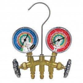 Mastercool 33103-MR Metric Brass Manifold with 3 x 1/4&amp;quot; SAE fittings-