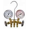 Mastercool 33103-MRG Metric Brass Manifold with &amp;frac14;&amp;quot; (6.35 mm) MFL, gauge guards-
