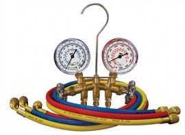 Mastercool 33661-G Brass Manifold Gauge Set with 3 x 60&amp;quot; hoses, gauge guards-