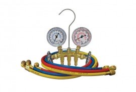 Mastercool 33996-G 2-Valves Brass Manifold Gauge Set with 3 x 96&amp;quot; standard hoses, gauge guards-