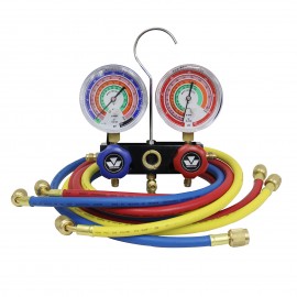 Mastercool 57136 2-Way Aluminum Manifold Gauge Set with 36" R410A hoses, 1/4" SAE fittings, R410A, R22, R404A-