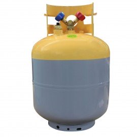 Mastercool 65010 Refrigerant Recovery Cylinder with float switch, 50 lbs, 1/4&quot; FL-M, yellow/gray-