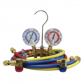 Mastercool 66661 2-Way Brass Manifold Gauge Set with 60&quot; hoses and economy couplers, R134a-