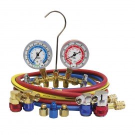 Mastercool 66661-AYF Dual Brass Manifold Gauge Set with 60" standard hoses, R134a/R1234yf-