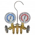 Mastercool 80103-M 2-Valve Brass Manifold Metric Gauge Set with 2-&amp;frac12;&amp;quot; gauges and gauge guards-