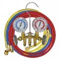 Mastercool 80636-G R134a 2-Way Brass Manifold Gauge Set with 3 x 36&amp;quot; hoses, 2-&amp;frac12;&amp;quot; gauges and gauge guards-