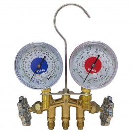 Mastercool 81113 2-Way Brass Manifold Gauges, R134A, 3-1/8"-