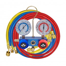 Mastercool 85636-G 2-Way Aluminum Manifold Gauge Set with protector guard, less coupler, R134a-