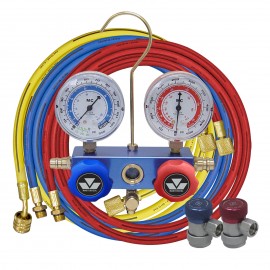 Mastercool 89136 2-Way Aluminum Manifold Gauge Set with manual coupler, R134a-