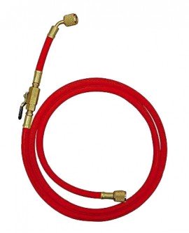 Mastercool 90265-60 Standard Hose with manual shut-off valve, 60", 1/4 x 1/4″, red-