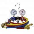 Mastercool 95772-MR 2-Way Metric Aluminum Manifold Set with 3 x 72&amp;quot; standard hose, 2-1/2&amp;quot; gauges and gauge guards-