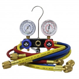 Mastercool 96636-G 2-Way Aluminum Manifold Gauge Set with 3 x 36&amp;quot; barrier hoses with standard fittings-