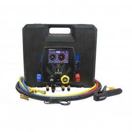 Mastercool 99947-BT-EU 4-Way Spartan Smart Digital Manifold with 4 x 72&amp;quot; high-pressure hoses, clamp, and 2 straight adapters-