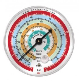 Mastercool MH High Side Gauge Refrigerant Scale&amp;deg;C and BAR, 2-1/2&amp;quot; for R134a, R404A, R407C, R22 and R507-