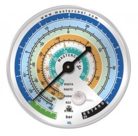 Mastercool ML Low Side Gauge Refrigerant Scale&amp;deg;C and BAR, 2-1/2&amp;quot; for R134a, R404A, R407C, R22 and R507-
