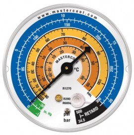 Mastercool RBL Low Side Gauge Refrigerant Scale&amp;deg;C, BAR, and PSI, 3-1/8&amp;quot; for R1270, R290, R600-