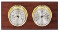 Maximum Catalina Two-Instrument Weather Station with mahogany panel, brass case, silver dial-