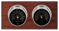 Maximum Catalina Two-Instrument Weather Station with mahogany panel, chrome case, black dial-