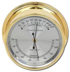 Maximum ComfortMinder CMA Indoor Temperature and Humidity Instrument, Brass Case and Silver Dial-