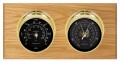 Maximum Hatteras Two-Instrument Weather Station with oak panel, brass case, black dial-