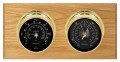 Maximum Hatteras Two-Instrument Weather Station with oak panel, brass case, black dial-