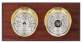 Maximum Hatteras Two-Instrument Weather Station with mahogany panel, brass case, silver dial-