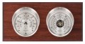 Maximum Hatteras Two-Instrument Weather Station with mahogany panel, satin case, silver dial-