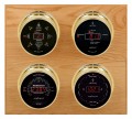 Maximum Marconi Four-Instrument Weather Station with oak panel, brass case, silver dial-