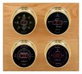 Maximum Marconi Four-Instrument Weather Station with oak panel, brass case, silver dial-