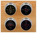 Maximum Marconi Four-Instrument Weather Station with oak panel, chrome case, black dial-