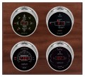 Maximum Marconi Four-Instrument Weather Station with mahogany panel, chrome case, silver dial-