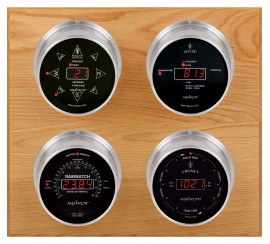 Maximum Marconi Four-Instrument Weather Station with oak panel, satin case, silver dial-